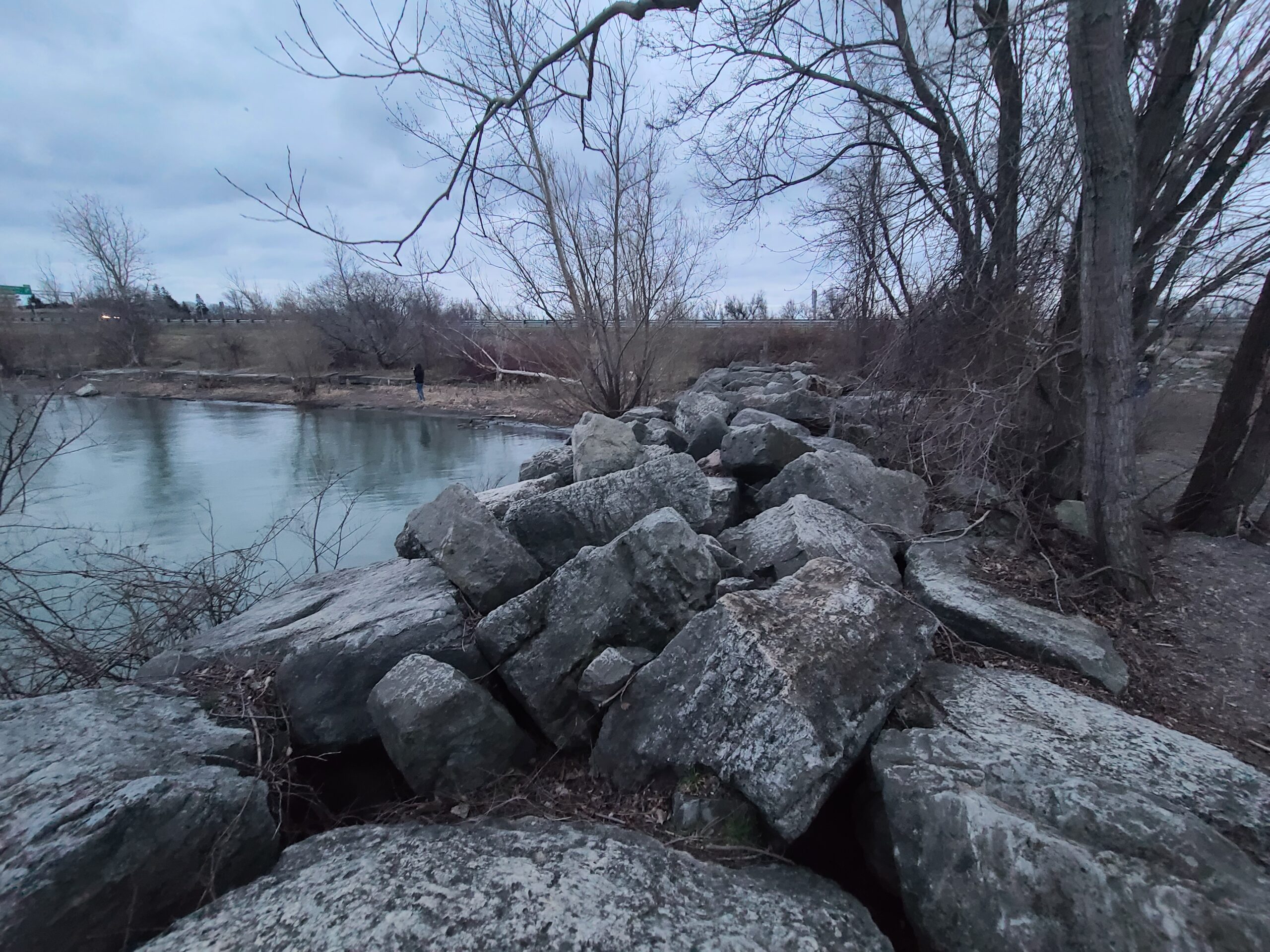 Lakeside rocks along Lake Ontario.