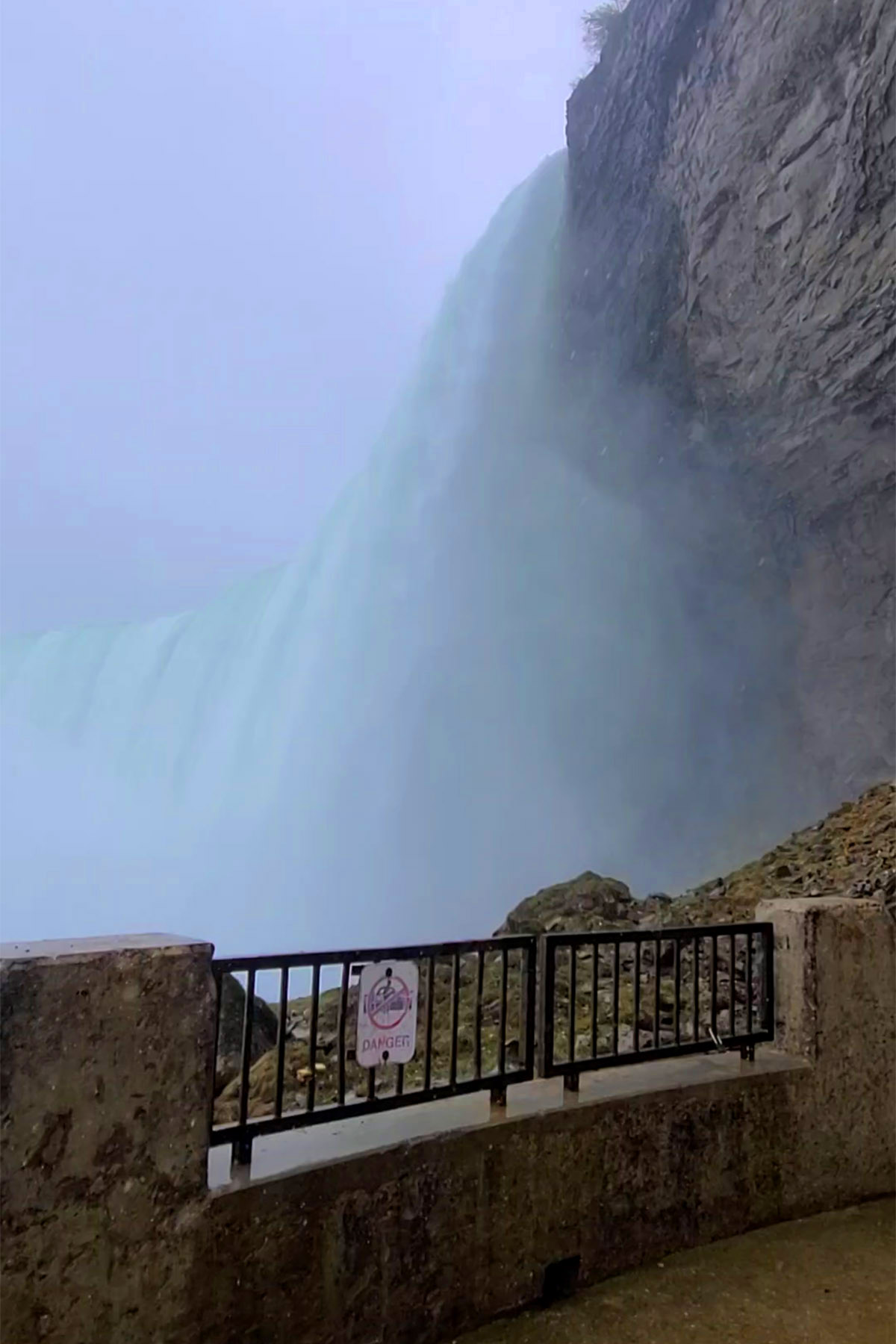 A view of Niagara Falls, from below.